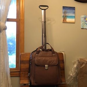 Genuine Brown Leather rolling briefcase